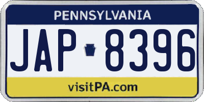PA license plate JAP8396
