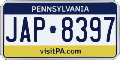 PA license plate JAP8397