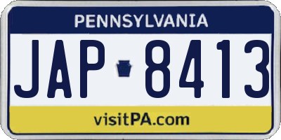 PA license plate JAP8413