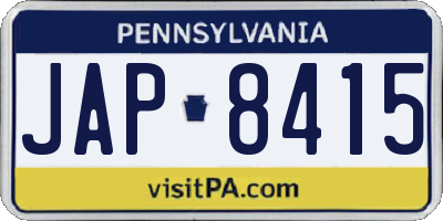 PA license plate JAP8415