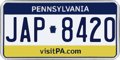 PA license plate JAP8420