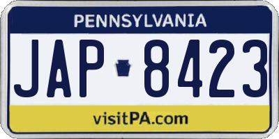 PA license plate JAP8423