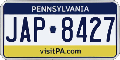 PA license plate JAP8427