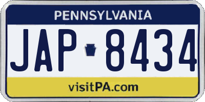PA license plate JAP8434
