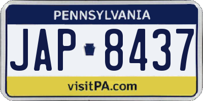 PA license plate JAP8437