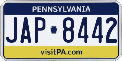 PA license plate JAP8442