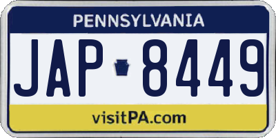 PA license plate JAP8449