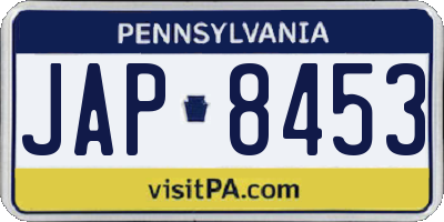 PA license plate JAP8453