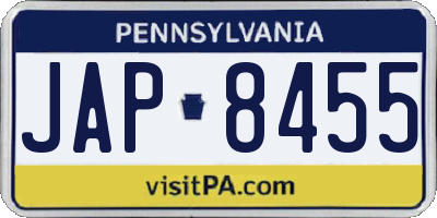 PA license plate JAP8455