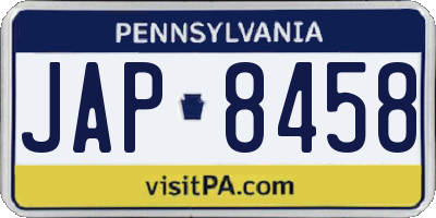 PA license plate JAP8458