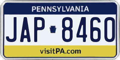 PA license plate JAP8460