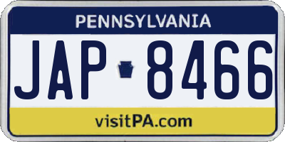 PA license plate JAP8466