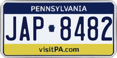 PA license plate JAP8482