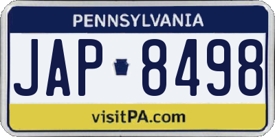 PA license plate JAP8498