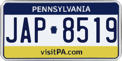 PA license plate JAP8519
