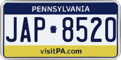 PA license plate JAP8520