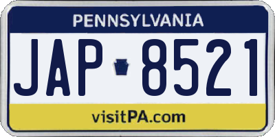 PA license plate JAP8521