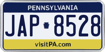 PA license plate JAP8528
