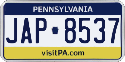 PA license plate JAP8537