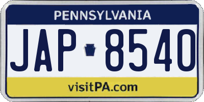 PA license plate JAP8540