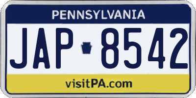 PA license plate JAP8542