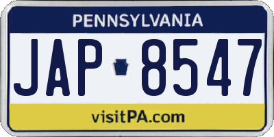 PA license plate JAP8547