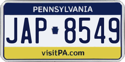 PA license plate JAP8549