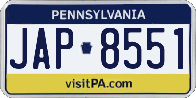 PA license plate JAP8551