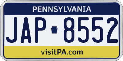 PA license plate JAP8552