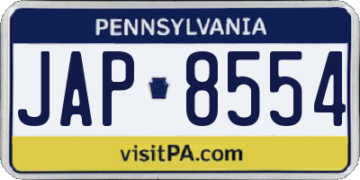 PA license plate JAP8554