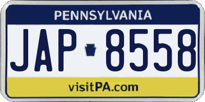 PA license plate JAP8558