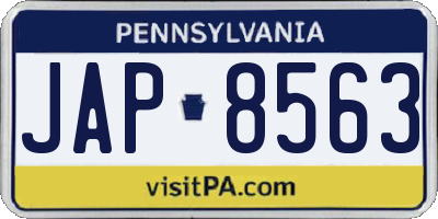 PA license plate JAP8563