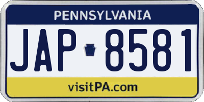 PA license plate JAP8581