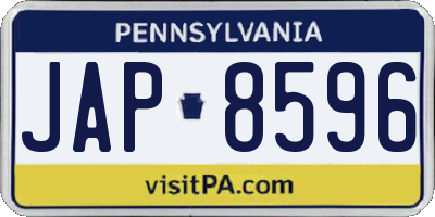 PA license plate JAP8596