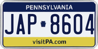 PA license plate JAP8604