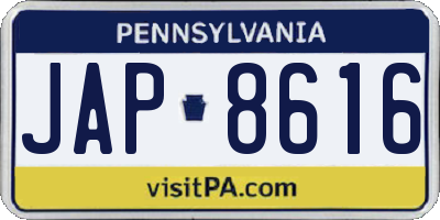 PA license plate JAP8616