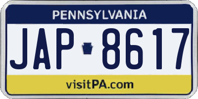 PA license plate JAP8617