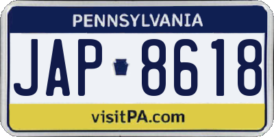 PA license plate JAP8618