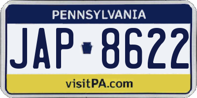 PA license plate JAP8622