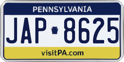PA license plate JAP8625