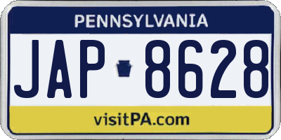 PA license plate JAP8628
