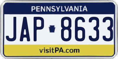 PA license plate JAP8633