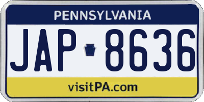 PA license plate JAP8636