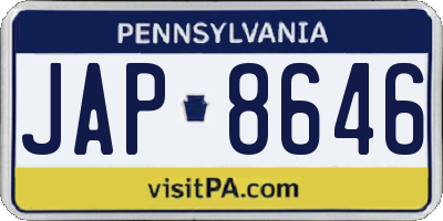 PA license plate JAP8646