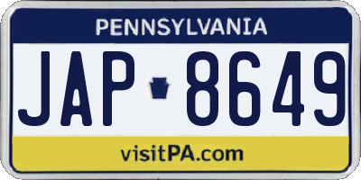 PA license plate JAP8649
