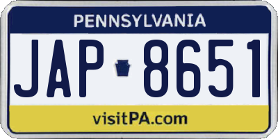 PA license plate JAP8651