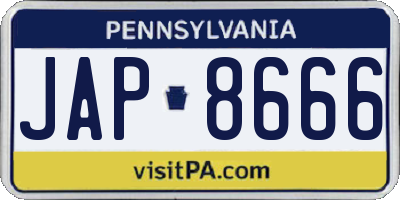 PA license plate JAP8666
