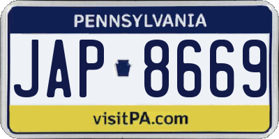 PA license plate JAP8669