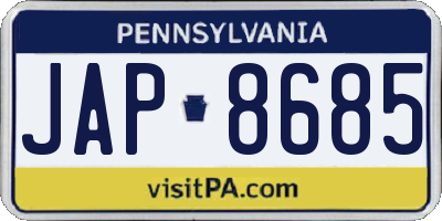 PA license plate JAP8685