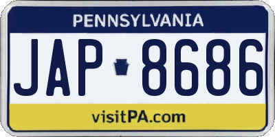 PA license plate JAP8686